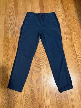 PAIGE Dark Navy Cropped Drawstring Ankle Pants